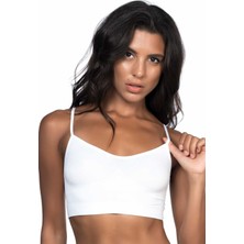 Emay 4003 Dikişsiz Ince Askı Büstiyer Beyaz