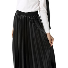 Ekrumoda  Astarlı Pileli Uzun Etek