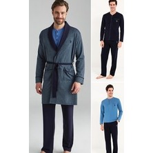 U.S. Polo Assn. Erkek Damat Çeyiz Pijama Takım Robdöşambr Lacivert 12000