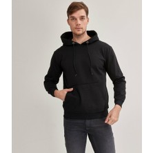 Çetinkaya Mentality Rahat Kalıp Erkek Siyah Kapüşonlu Sweatshirt