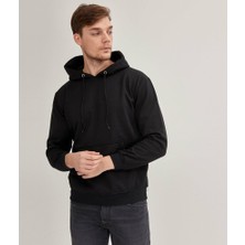 Çetinkaya Mentality Rahat Kalıp Erkek Siyah Kapüşonlu Sweatshirt