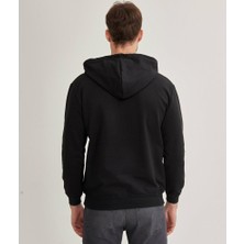 Çetinkaya Mentality Rahat Kalıp Erkek Siyah Kapüşonlu Sweatshirt