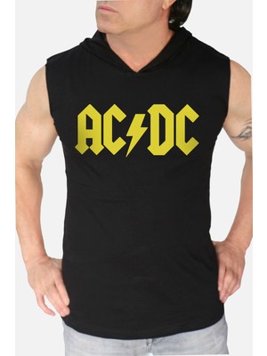 Rock&Roll Acdc Siyah Kapşonlu Kolsuz T-Shirt