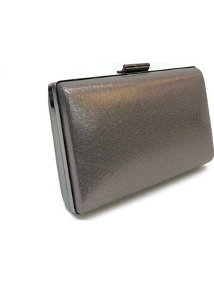 Womenacs Platin Renk Sıvama Desenli Abiye Portföy Clutch Kadın Çanta Elde ve Uzun Askılı Kullanım