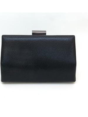 Womenacs Siyah Renk Sıvama Desenli Abiye Portföy Clutch Kadın Çanta Elde ve Uzun Askılı Kullanım