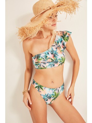 C&city Kadın Toparlayıcı Fırfırlı Bikini Takım 3003 Çok Renkli