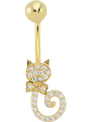 Altın Sepeti Kedi Göbek Altın Piercing AS03PC