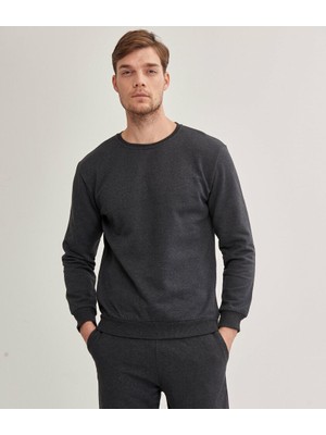 Çetinkaya Mentality Bisiklet Yaka Erkek Antrasit Melanj Sweatshirt