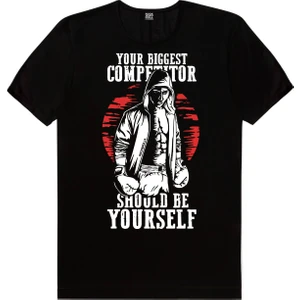 Rakipsiz Boksör Siyah Kısa Kollu Erkek T-Shirt
