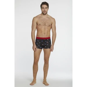 Siyah Kırmızı Erkek Compact Şapka Desenli Boxer