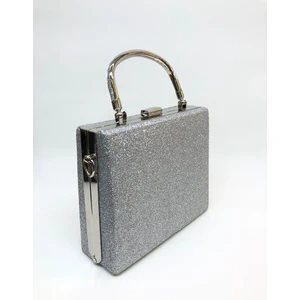 Gümüş Renk Simli Kadın Abiye Clutch Portföy Çanta Indirimli