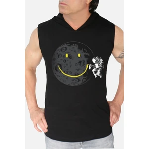 Grafitici Astronot Siyah Kapşonlu Kolsuz T-Shirt