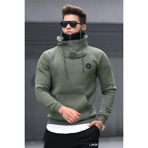 Triko Yaka Düğmeli Haki Sweatshirt 4411
