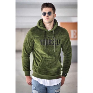 Kapşonlu Peluş Sweatshirt Haki 4390