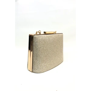 Altın Renk Çupra Kadın Abiye Clutch Portföy Çanta