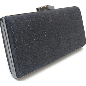 Simli Siyah Renk Abiye Portföy Clutch Kadın Çanta Elde ve Uzun Askılı Kullanım
