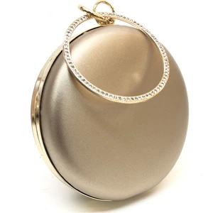 Bronz Renk Kumaş Taşlı Işlemeli Kadın Abiye Portföy Clutch Çanta
