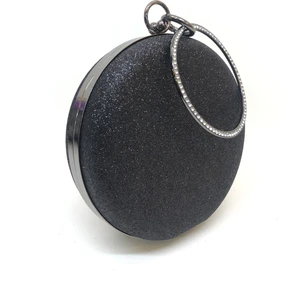 Simli Siyah Renk Taşlı Işlemeli Kadın Abiye Portföy Clutch Çanta