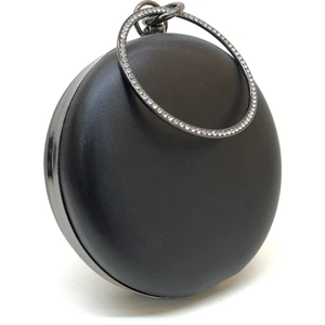 Siyah Renk Kumaş Taşlı Işlemeli Kadın Abiye Portföy Clutch Çanta