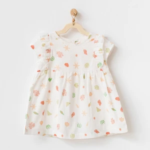 Organik Pamuk Kız Bebek Ekru Elbise Dress Starfısh And Frıends