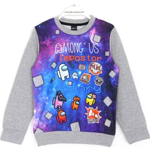 Among Us Erkek Çocuk Among Us Baskılı Mevsimlik Sweatshirt Gri 001-0001673