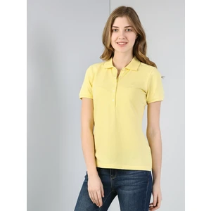 Colins  Slim Fit  Kadın Sarı Kısa Kol Tişört