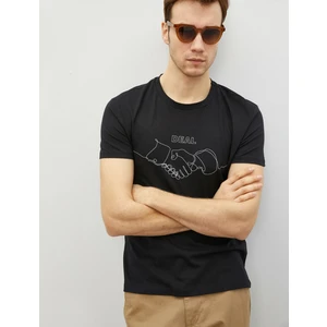 Erkek Pamuklu Bisiklet Yaka Kısa Kollu Baskılı T-Shirt