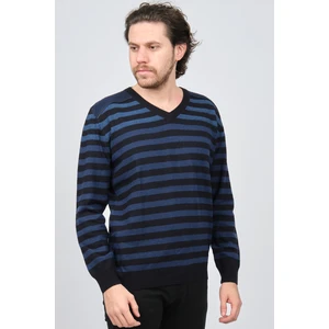 Desen Triko Erkek V Yaka Desenli Saf Yün Kazak 0246546 Lacivert