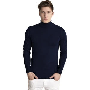 Tena Moda Erkek Lacivert Melanj Tam Balıkçı Yaka Basic Triko Kazak