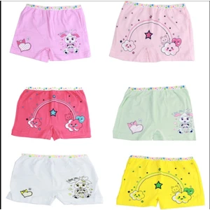 6'lı Paket Baskılı Elastan Kız Çocuk Külot Boxer Şort