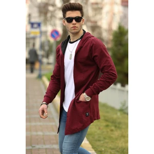 Bordo Yırtık Detaylı Hırka 4093