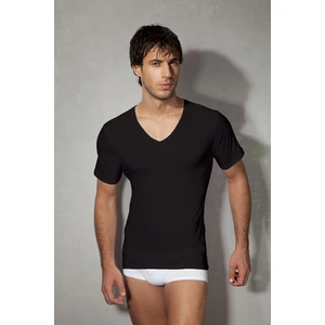 DOREANSE 2810 ERKEK PAMUKLU V YAKA KISA KOL SİYAH T-SHİRT