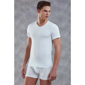 DOREANSE 2855 ERKEK MODAL V YAKA KISA KOL BEYAZ T-SHİRT