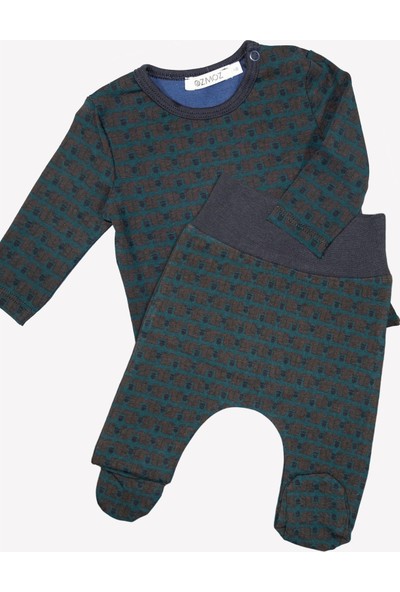 OZMOZ Sincap Desenli Yeşil Erkek Bebek Kışlık Pijama Takımı