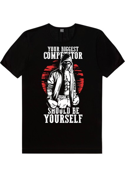 Rakipsiz Boksör Siyah Kısa Kollu Erkek T-Shirt