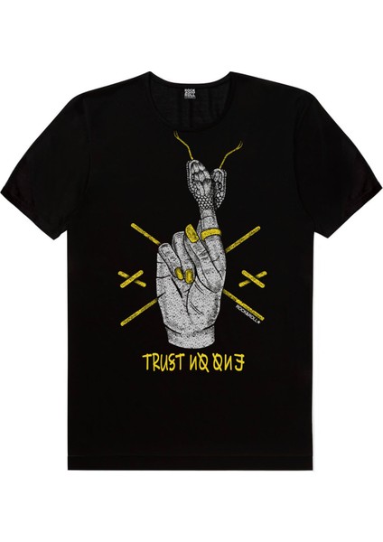 Yılan Parmaklar Siyah Kısa Kollu Erkek T-Shirt