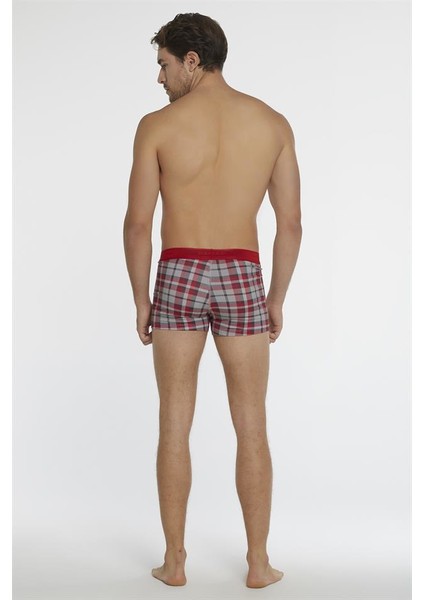 Kırmızı- Gri Erkek Compact Ekoseli Boxer