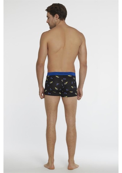 Siyah Saks Erkek Compact Şapka Desenli Boxer