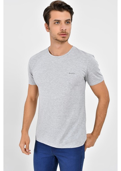 Bisiklet Yaka Brooklyn Baski Tshirt