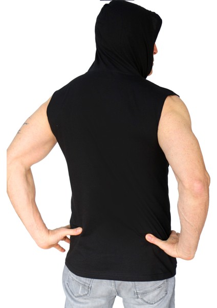 Motorcu Kurukafa Siyah Kapşonlu Kolsuz T-Shirt fiyatları