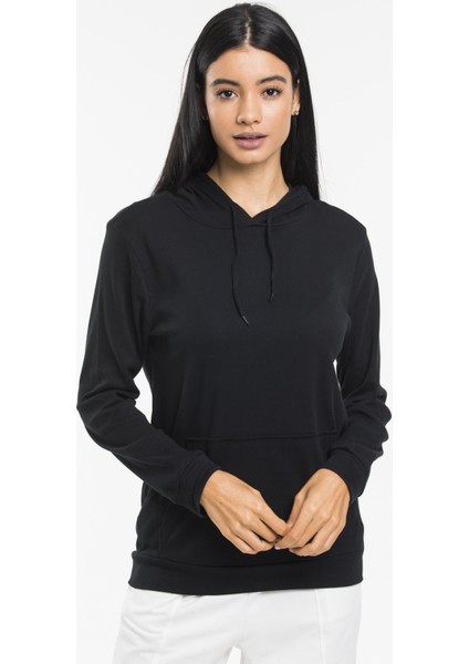 Kadın Kalın Kapüşonlu Kanguru Cepli Sweatshirt