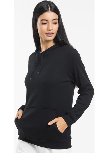 Kadın Kalın Kapüşonlu Kanguru Cepli Sweatshirt