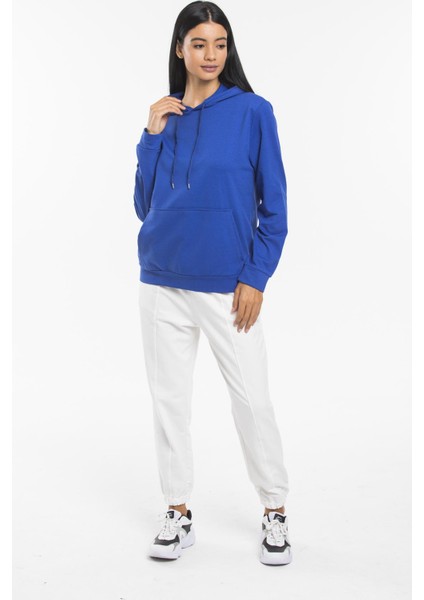 Kadın Kalın Kapüşonlu Kanguru Cepli Sweatshirt