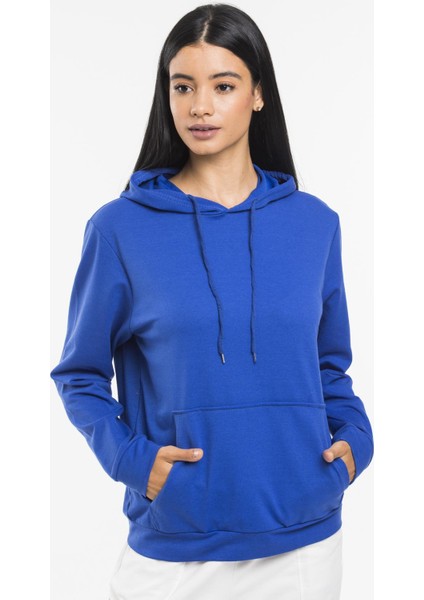Kadın Kalın Kapüşonlu Kanguru Cepli Sweatshirt