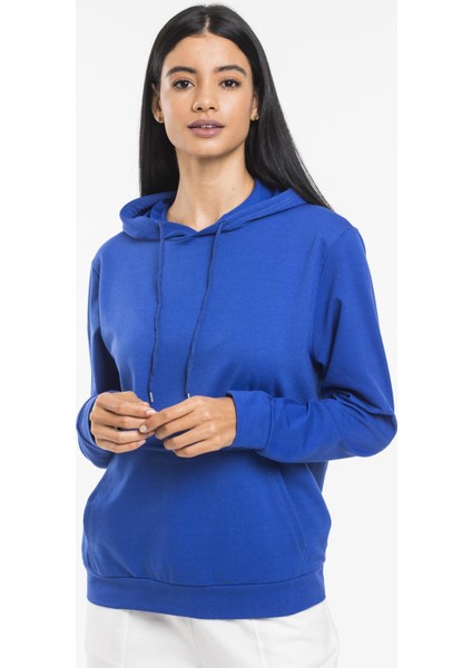 Kadın Kalın Kapüşonlu Kanguru Cepli Sweatshirt