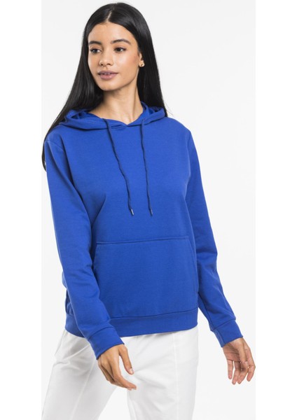 Kadın Kalın Kapüşonlu Kanguru Cepli Sweatshirt