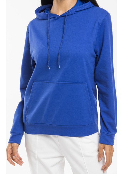 Kadın Kalın Kapüşonlu Kanguru Cepli Sweatshirt