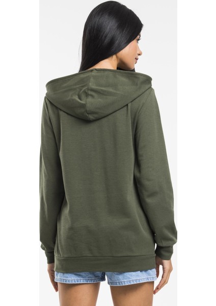 Kadın Kalın Kapüşonlu Kanguru Cepli Sweatshirt