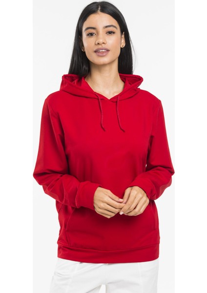 Kadın Kalın Kapüşonlu Kanguru Cepli Sweatshirt
