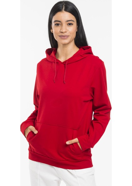Kadın Kalın Kapüşonlu Kanguru Cepli Sweatshirt